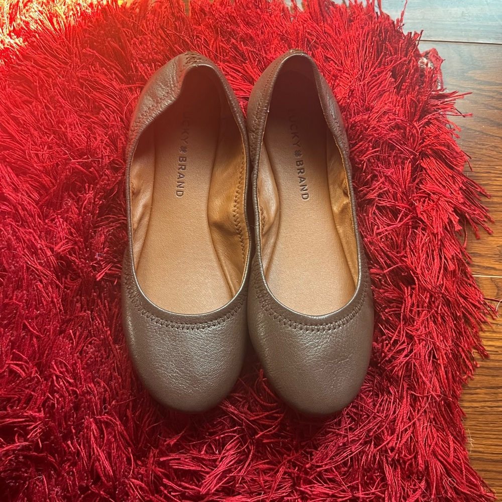 Lucky Brand Women's Dark Brown Leather Ballet Flats